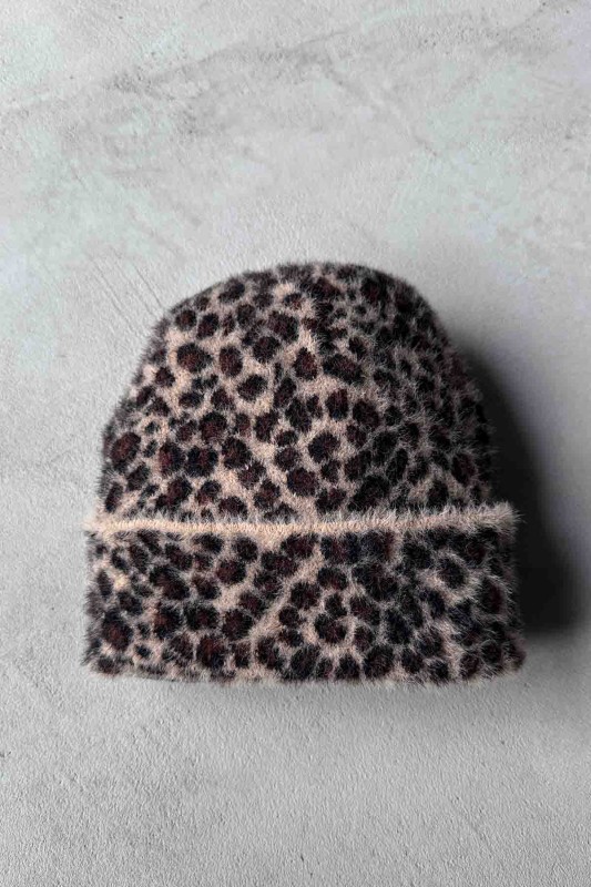 ŞPK-2006 Kahverengi Leopar Desenli Yumoş Kumaş Bere - 1
