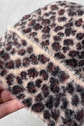 ŞPK-2006 Kahverengi Leopar Desenli Yumoş Kumaş Bere - 2