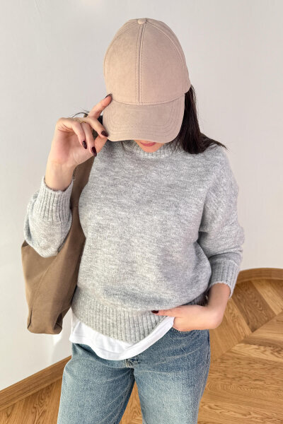 ŞPK-2010 Taş Rengi Süet Basic Cap Şapka - 2