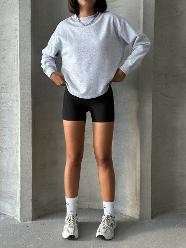 SWT-14258 Karmelanj Basic İki İplik Şardonlu Mevsimlik Kumaş Bisiklet Yaka Sweatshirt - 3