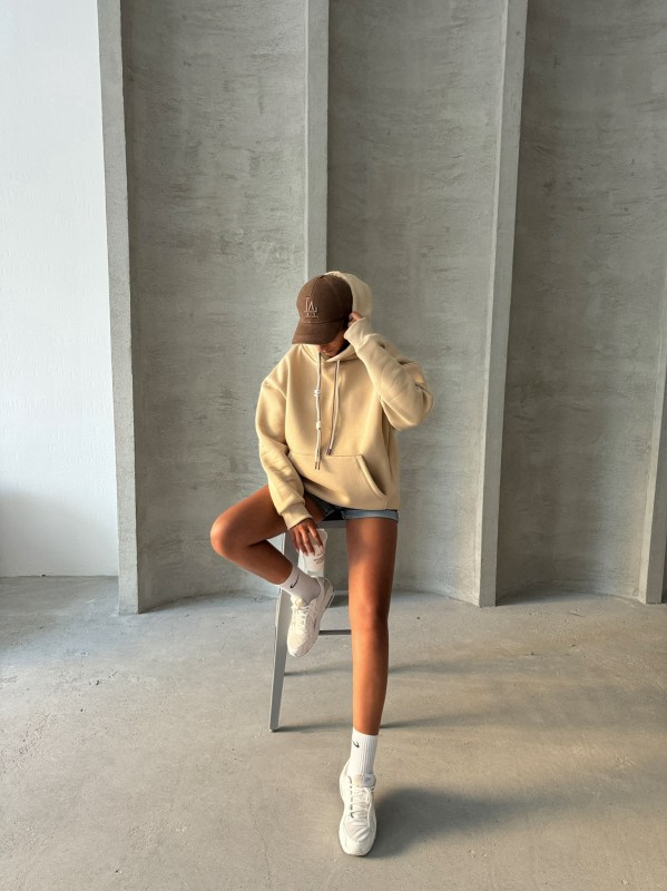 SWT-14263 Vizon Çift Kordonlu Kapüşonlu Üç İplik Şardonlu Sweatshirt - 3