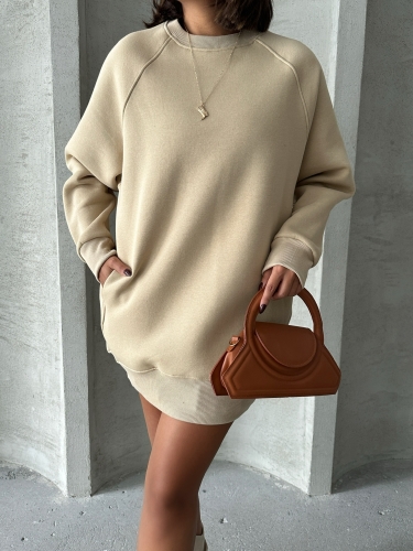 SWT-14271 Vizon Cepli Oversize Üç İplik Basic Sweatshirt - 6