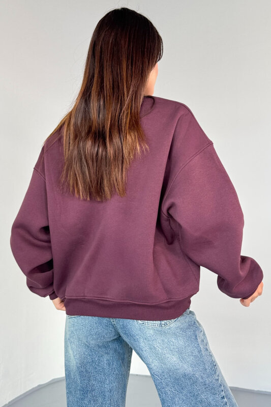 SWT-1652 Bordo Basic Oversize Sweatshirt - 3