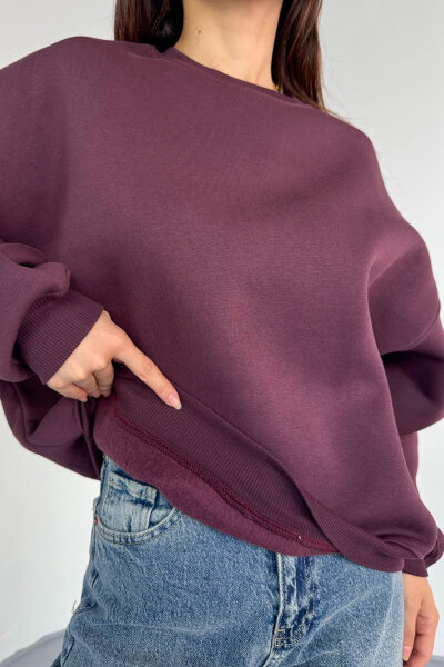 SWT-1652 Bordo Basic Oversize Sweatshirt - 2