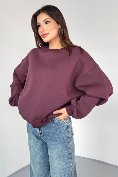 SWT-1652 Bordo Basic Oversize Sweatshirt - 4
