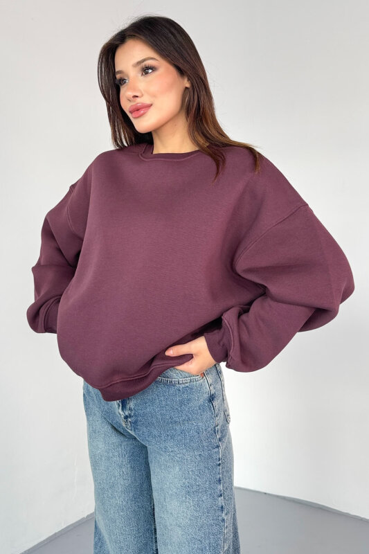 SWT-1652 Bordo Basic Oversize Sweatshirt - 4