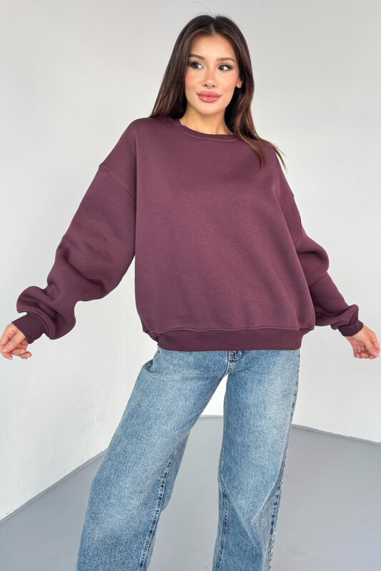 SWT-1652 Bordo Basic Oversize Sweatshirt - 5