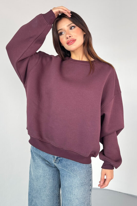 SWT-1652 Bordo Basic Oversize Sweatshirt - 6