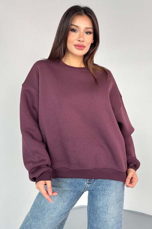 SWT-1652 Bordo Basic Oversize Sweatshirt - 7