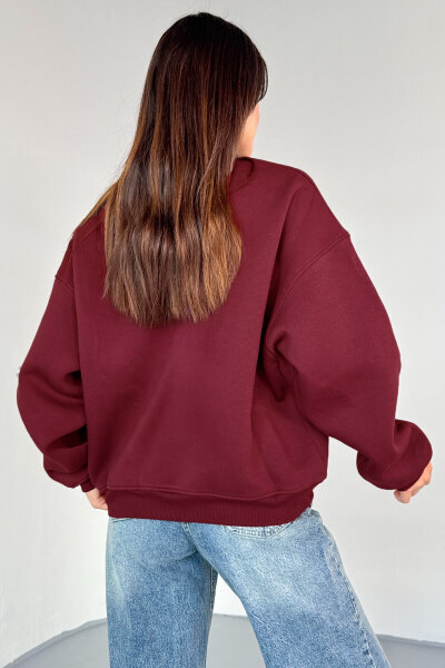SWT-1652 Bordo Basic Oversize Sweatshirt - 4