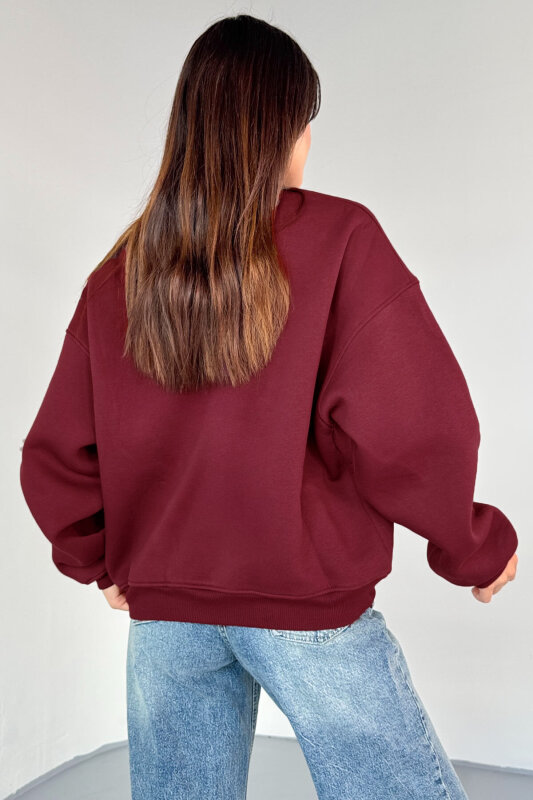 SWT-1652 Bordo Basic Oversize Sweatshirt - 4