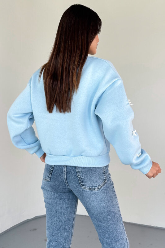 SWT-232 Bebe Mavi Kurdale Süslemeli Sweatshirt - 6