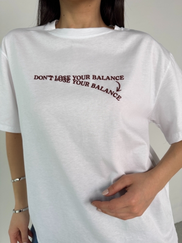 T-926 Beyaz Dont Lose Yazılı Enjeksiyon Baskı Bisiklet Yaka Tişört - 2