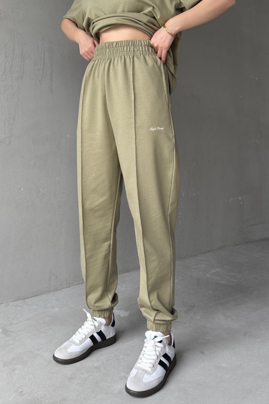TKM-0051 Haki Style Change Yazılı Tişört Paça Lastikli Pantolon İkili Takım - 3