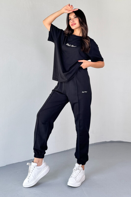 TKM-0051 Siyah Style Change Yazılı Tişört Paça Lastikli Pantolon İkili Takım - 2