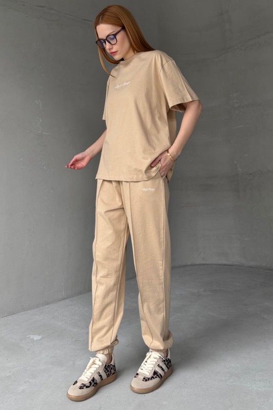 TKM-0051 Vizon Style Change Yazılı Tişört Paça Lastikli Pantolon İkili Takım - 2