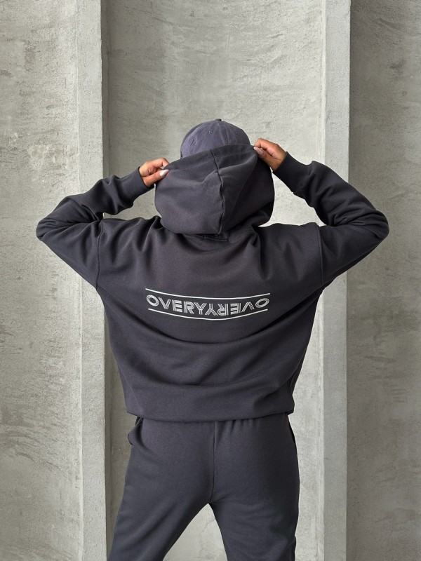 TKM-03624 Füme The Future Is Hope Yazılı Mevsimlik Kumaş Kapüşonlu Sweatshirt Çimalı Jogger İkili Takım - 2