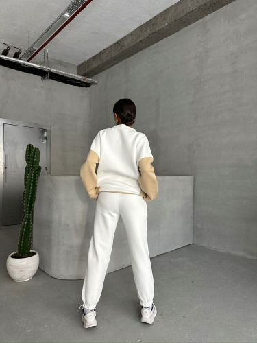 TKM-03628 Vizon Forever Yazı Baskılı Parçalı Salaş Sweat Jogger Üç İplik Şardonlu İkili Takım - 8