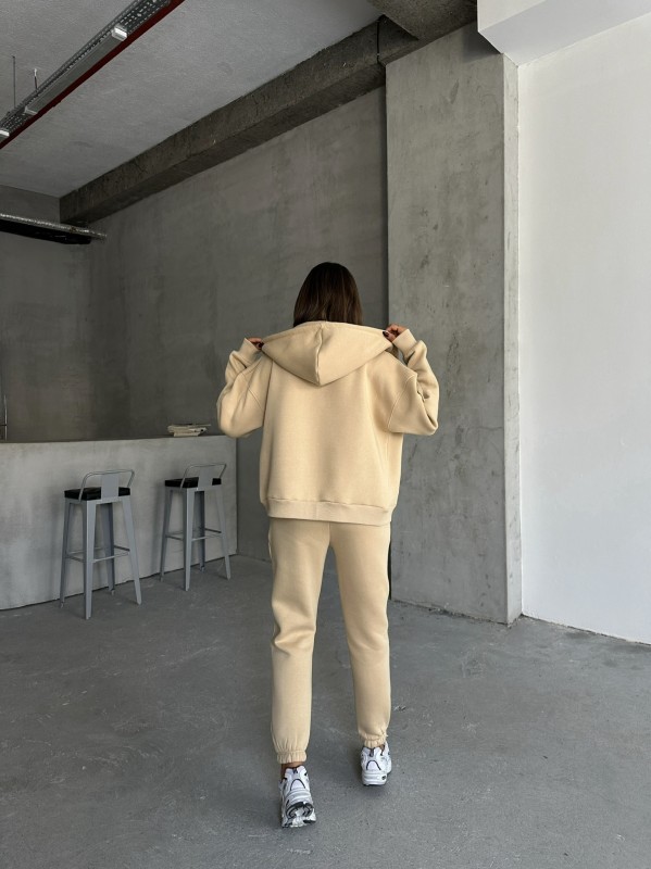 TKM-03638 Vizon Salaş Fermuarlı Hırka Jogger Eşofman Üç İplik Şardonlu Kumaş İkili Takım - 7