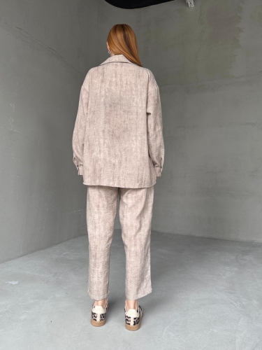 TKM-03659 Taş Rengi Yıkama Kumaş Cepli Salaş Gömlek Bel Lastikli Havuç Model Pantolon İkili Takım - 8