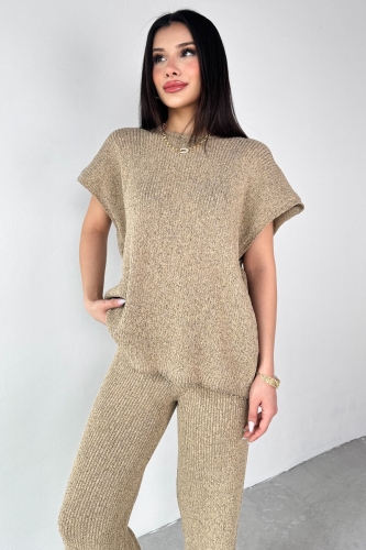 TKM-13269 Vizon Triko Bluz Salaş Pantolon İkili Takım - 2