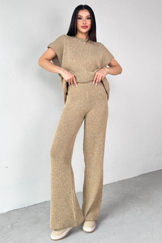 TKM-13269 Vizon Triko Bluz Salaş Pantolon İkili Takım - 4