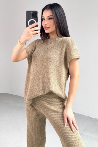 TKM-13269 Vizon Triko Bluz Salaş Pantolon İkili Takım - 6
