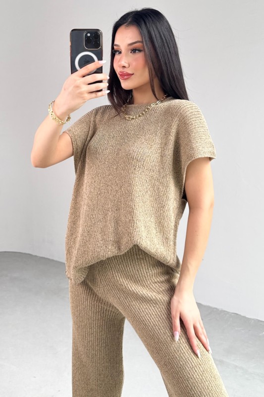TKM-13269 Vizon Triko Bluz Salaş Pantolon İkili Takım - 6