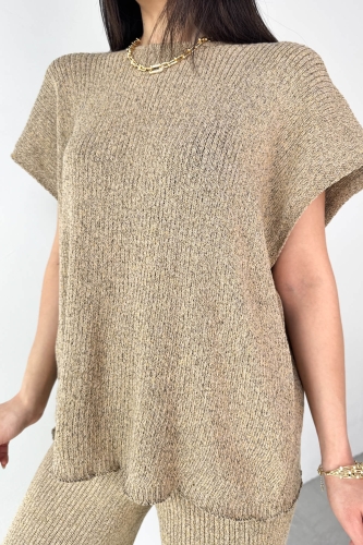 TKM-13269 Vizon Triko Bluz Salaş Pantolon İkili Takım - 8