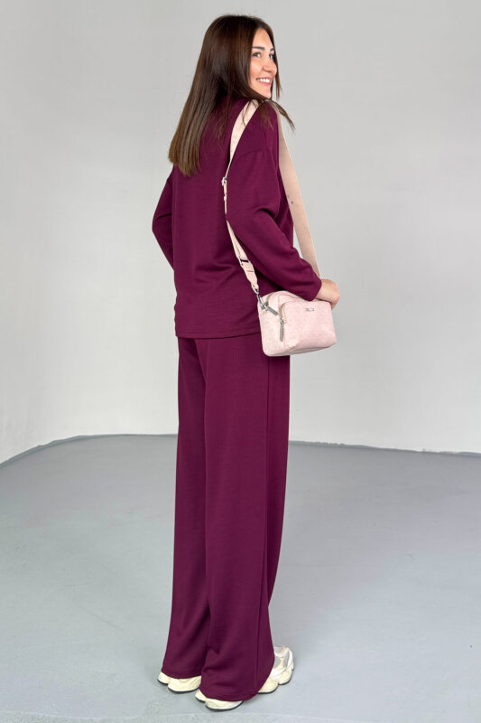 TKM-13344 Bordo Modal Kumaş Basic İkili Takım - 3