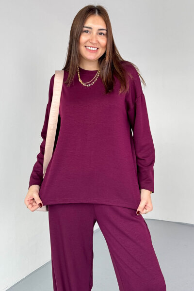 TKM-13344 Bordo Modal Kumaş Basic İkili Takım - 2