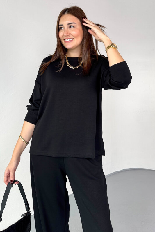 TKM-13344 Siyah Modal Kumaş Basic İkili Takım - 5