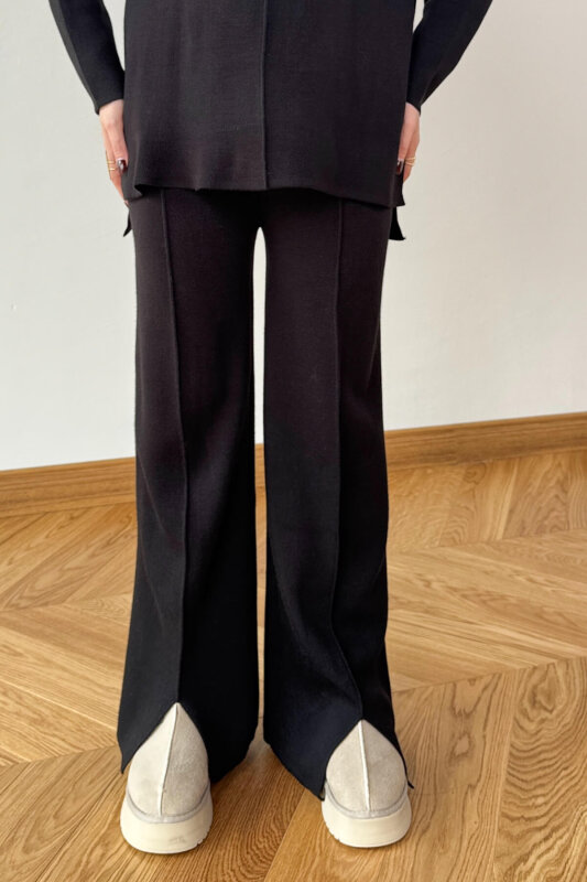 TKM-13359 Siyah Yarım Balıkçı Çelik Örme Triko Takım - 3