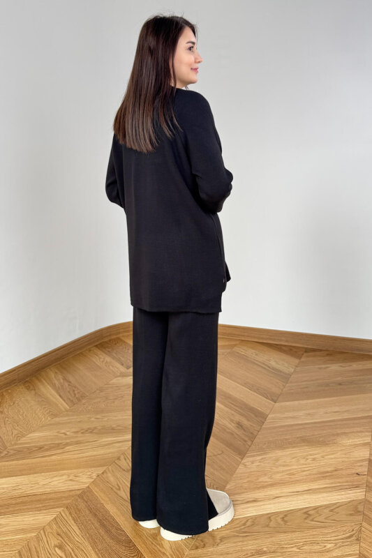 TKM-13359 Siyah Yarım Balıkçı Çelik Örme Triko Takım - 4