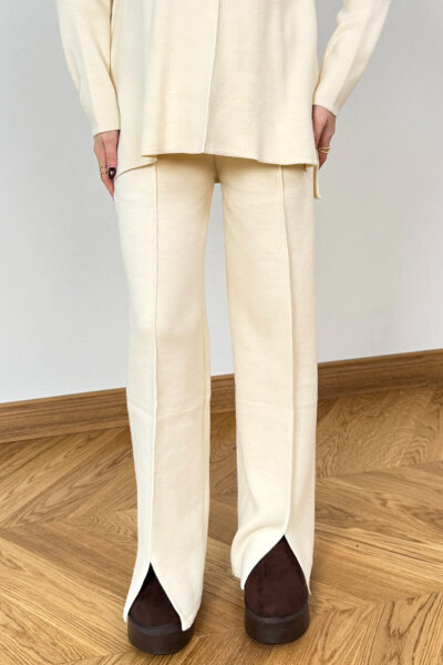 TKM-13359 Bej Yarım Balıkçı Çelik Örme Triko Takım - 4