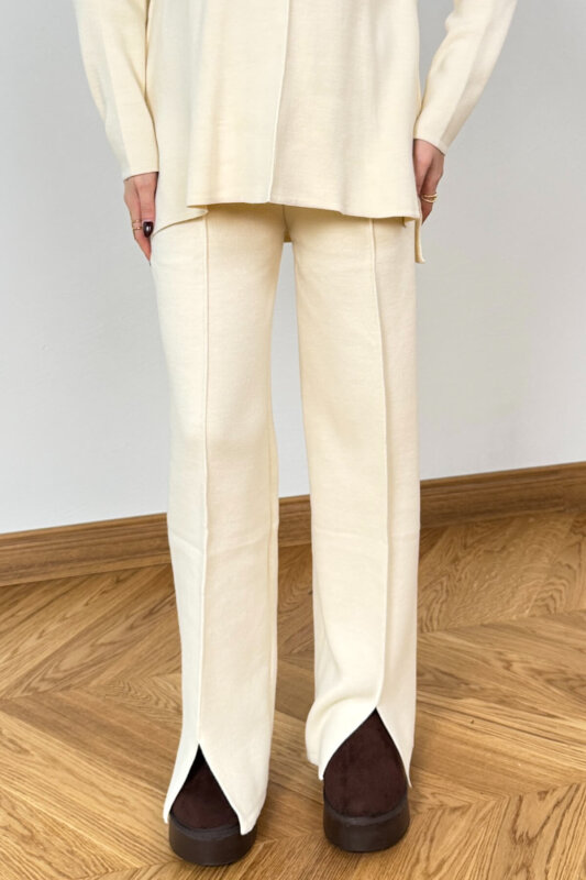 TKM-13359 Bej Yarım Balıkçı Çelik Örme Triko Takım - 4