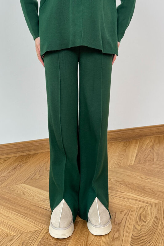 TKM-13359 Zümrüt Yeşili Yarım Balıkçı Çelik Örme Triko Takım - 5