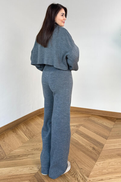 TKM-13361 Füme Çelik Örme Parmak Geçirmeli Balıkçı Yaka İkili Takım - 3