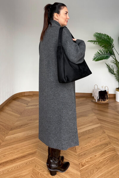 TRK-2000 Füme Kalın Dokulu Uzun Triko Hırka - Cappmoda (1)