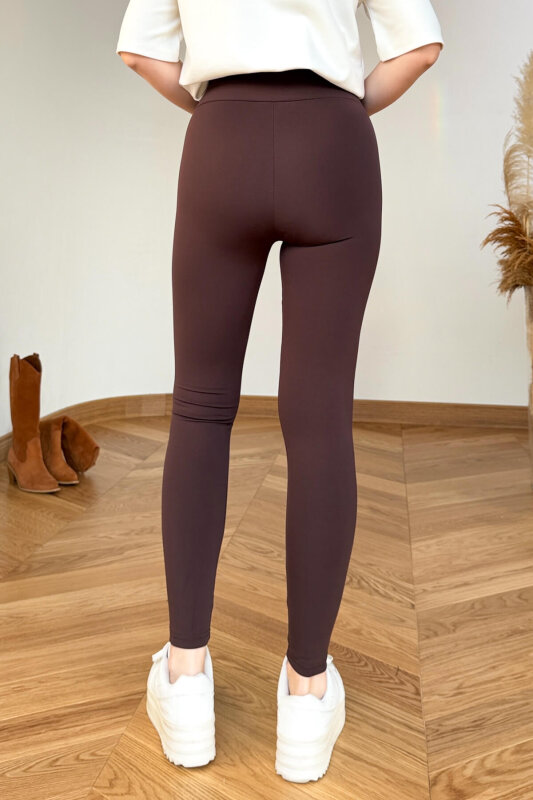 TYT-1540 Kahverengi Yüksek Bel Polarlı Tayt - 3