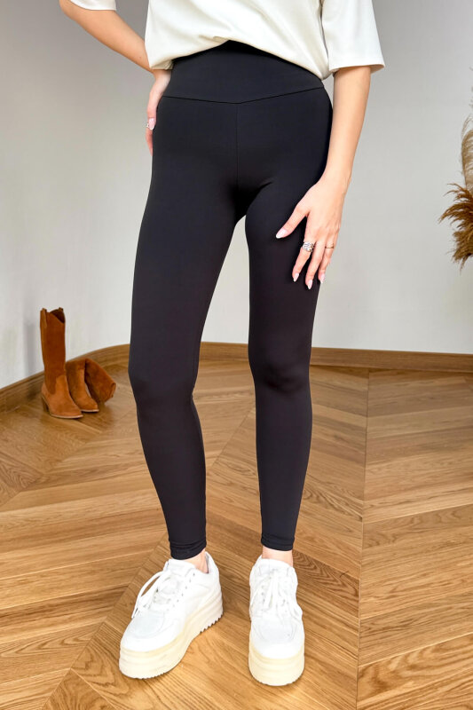 TYT-1540 Siyah Yüksek Bel Polarlı Tayt - 1